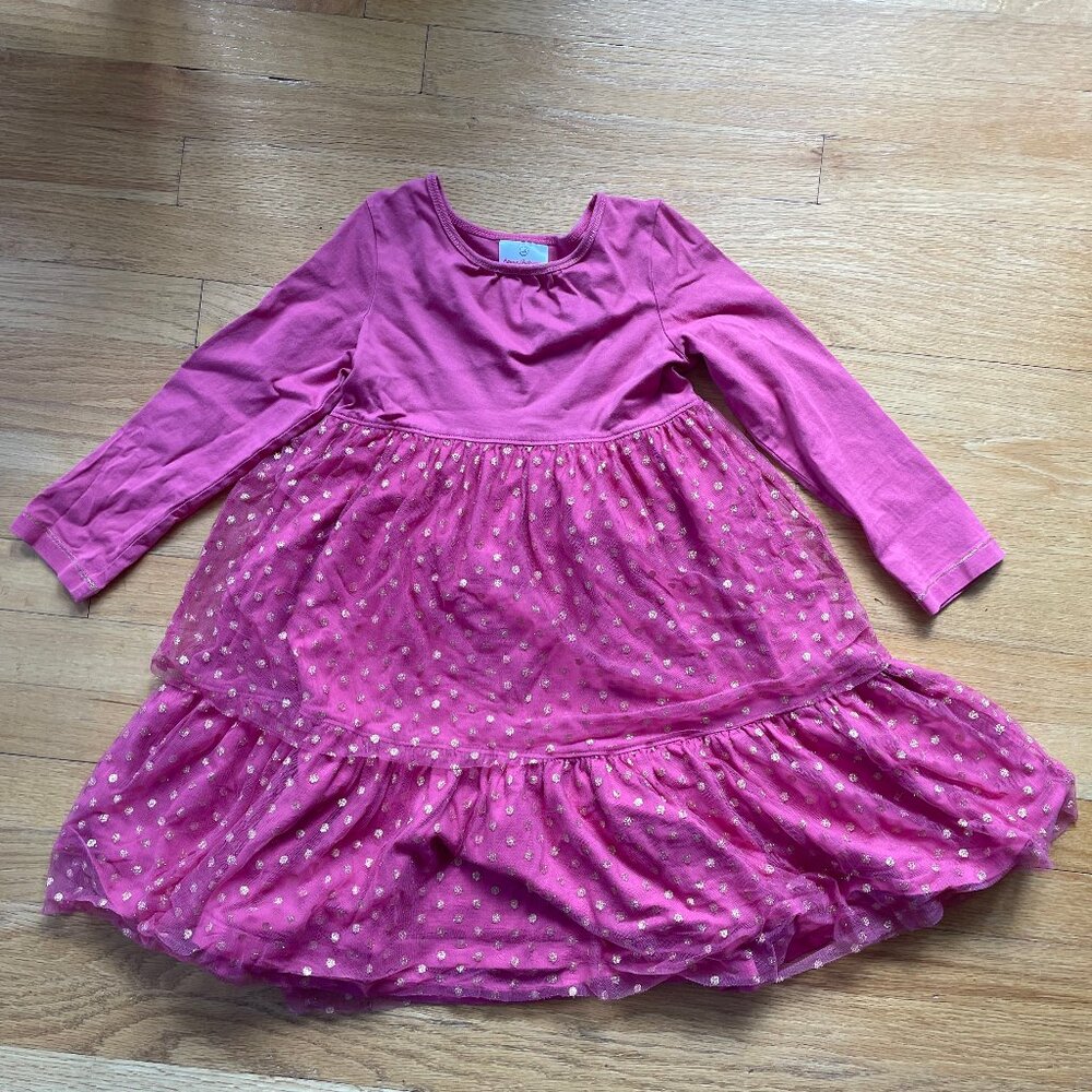 Hanna Andersson Girls Tulle Tiered Jersey Dress 6/7